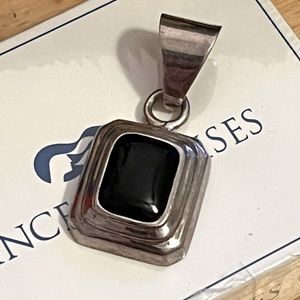 Vintage ONYX and Sterling Silver Terraced Pendant